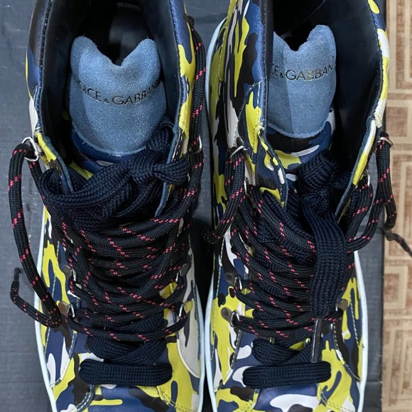 DOLCE&GABBANA - High-Top Sneaker - in neon yellow/black/white - MEN 10.5 (43.5) main image 8